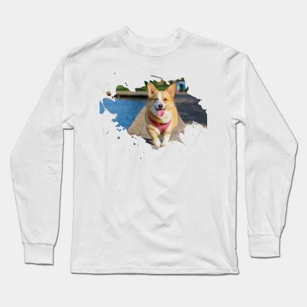 Paint Splatter Dog for Men and Women Long Sleeve T-Shirt by Fargo